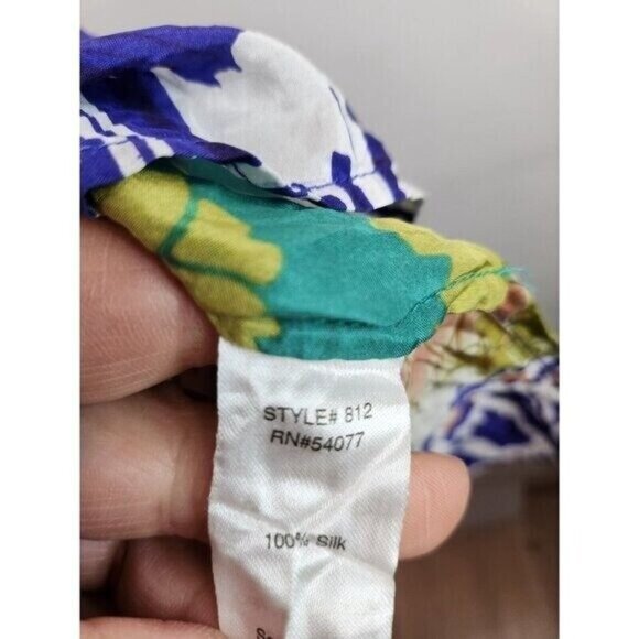 Vintage CAbi Womens Poetry Tunic Top Small Green Floral Silk 3/4 Sleeve BOHO 812 - Picture 9 of 12